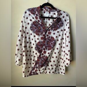Liz Claiborne floral and paisley boho blouse size Large Tall